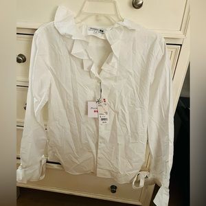 Uniqlo white ruffled long sleeves Size S